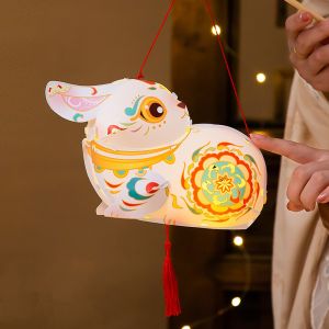 Millictd mid autumn festival lantern Chinese Style Flying Rabbit Lantern Handmade Glowing Mid-Autumn Festival Lantern DIY Material Package Traditional Craft Antique Lantern Hanfu Accessories