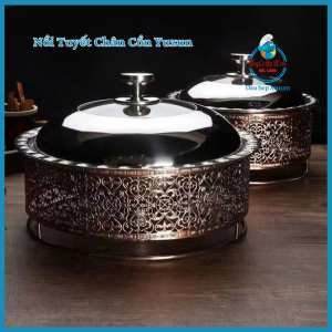 Bếp Lẩu Chân Nến Nồi Tuyết Chân Cồn Đa Dạng Kích Thước 24cm 26cm 28cm