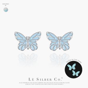 Le Silber Co. S925 Sterling Silver - Moonbeam Flutter Stud Earrings