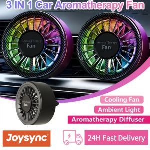 Joysync Car Vent Clip Air Freshener Fan – Cooling Fan with Scented Pad RGB Mood Light Aroma Diffuser for Car​