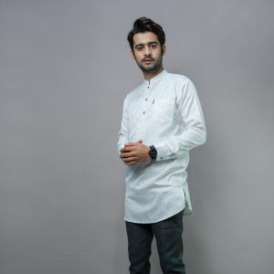 Katsae - Baju Koko Kurta SULTAN koko kurta lengan panjang Motif Embos Premium kemeja koko pria PUTIH