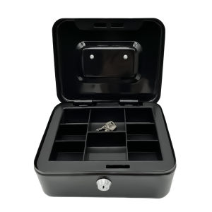 Money Safe Box Money Security Safe Box Mini Money Stainless Cash Safety Container with Safe Lock Tray and Keys