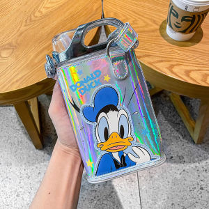 Square Water Cup Good-looking Girls Strawberry Bear Straw Cup ins Wind Crossbody over-the-Shoulder Portable Flat Water Bottle