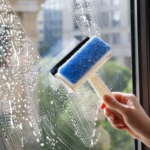 Double-sided Cleaning Spray Window Glass Brush Wiper Cleaner Washing Scraper Home Bathroom Tool Window Cleaner Wiper Multi-Use Cleaning Brush Double-sided Rubber Brush Scraper for Window Glass