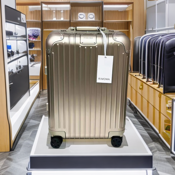 Rimowa luggage with wheels, luggage compartment size 20 inches, luggage