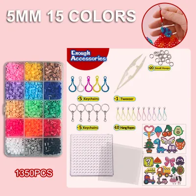 PH Ready Stock COD DIY Perler Beads Fuse Beads Kit 5mm 1800/7000 PCS Non-Toxic Plastic 3D Craft Set for Kids Adults Educational Toy Age 3+