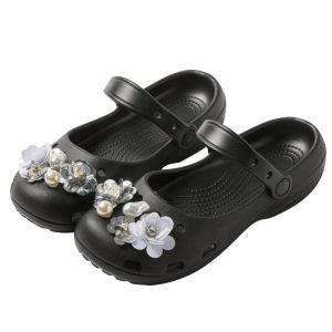 Free Shipping Rogue Rabbit Ballet Sandals For Women Cute Thick-Soled Floral Slip-On Beach Clogs With A Closed-Toe Design