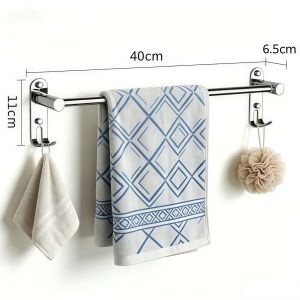 Rtong 3-Layer Stainless Steel Bathroom Shelf Bathroom Organizer Towel Rack Wall Mounted Organizer Shelf Rack With Hooks