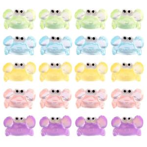 20ชิ้นเรซินรูปปั้นปูเรืองแสงตอนกลางคืนสำหรับการตกแต่งตู้เลี้ยงสัตว์น้ำชั้นวางของฟิกเกอร์ขนาดเล็กหลากสีของขวัญสุดสร้างสรรค์