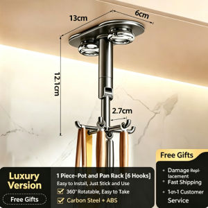 Kitchen Utensil Rotatable Hooks Organizer 360 Degree Wall Mounted No Drill Spoon Rack Rak Siling