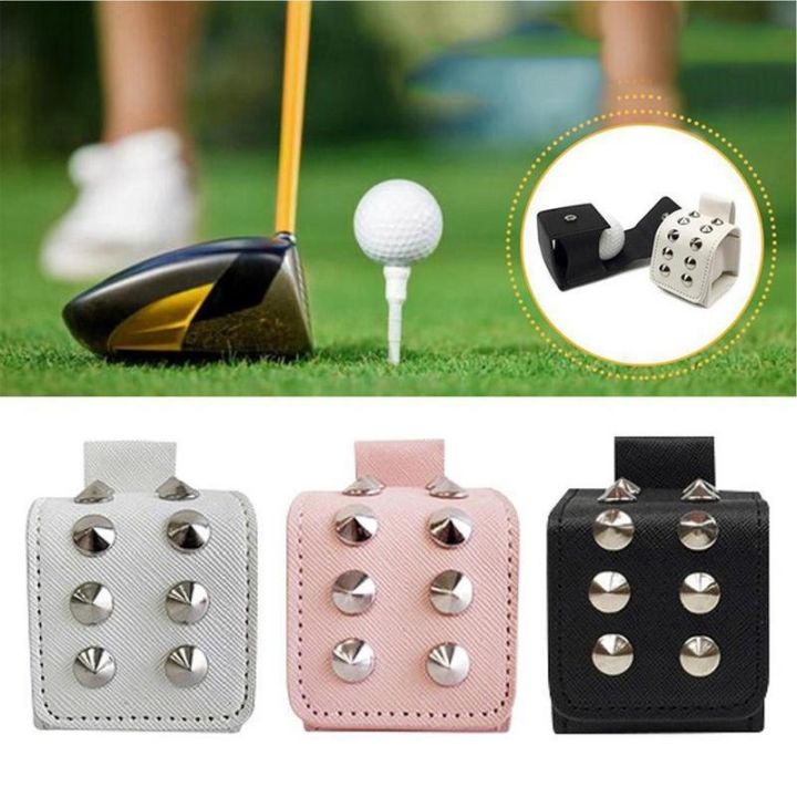 Portable Rivets Golf Ball Storage Pouch Golf Ball Waist Holder Bag PU ...