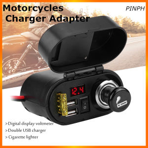 12V-24V Waterproof Motorcycle USB Charger Power Adapter Dual USB Port Handlebar Adapter Power Socket&Voltmeter Display 3 Styles