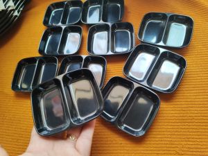 Chén chấm 2 ngăn melamine nâu bóng / đen bóng / đỏ đen bóng C 101- 9.0 x 7.3 x 1.5 cm