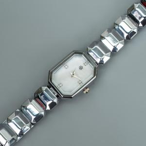 HB Jewelry LYKA Womens Watch White Pearl Dial Silver Tone Bracelet Rectangle Case Minimalist Dress Quartz Watch Water Resistant Battery Operated Non Tarnish Hypoallergenic Watch