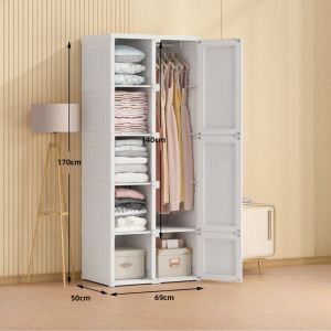SG Antbox Premium Indoor Bedroom Wardrobe with hanger rod Portable Clothes Closet Kids Maid Room Home Storage Organisation Stackable White Cupboard Dust Free Bag Store By Thehomeshoppe