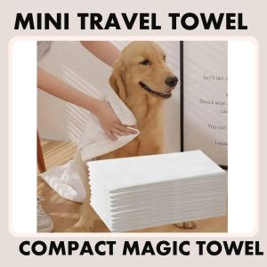Mini Reusable Compact Magic Compressed Coin Size Cleansing Facial Towel Travel Friendly Portable Non Woven Mesh PER PIECE