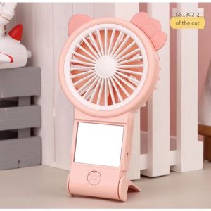 Kipas angin rias kaca Makeup 2in1 Lipat Usb Portable Charge Kipas Mini Portabel Cermin Angin Multifungsi