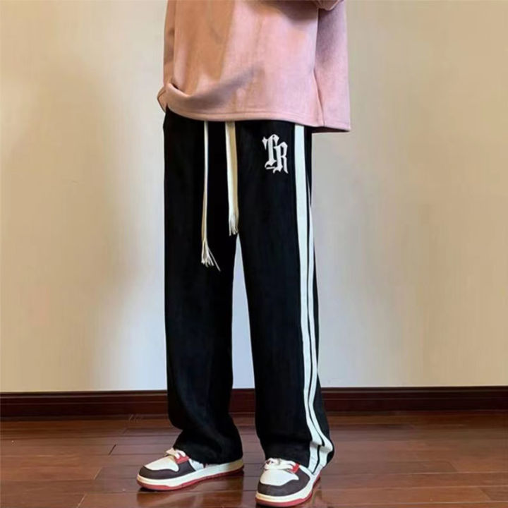 Korean style slocks pants for men wide leg baggy sweatpants Aesthetic  drawstring seda paracute pants cotton fashion high quality pants