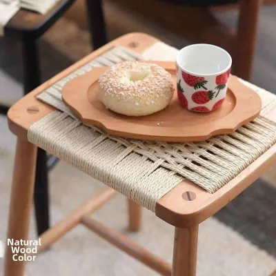 Rattan Wooden High Bar Stool for Home Luxury Dining