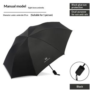 Mettle Vault Manual Eight-Bone UV Sun Protection Rain Or Shine Dual-Use Umbrella Steel Rib Thickened NC Fabric Tri-Fold Portable Design