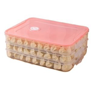 ZYJC MALL Transparent Dumpling Box Multi-Layer Plastic Food Egg Frozen Box Multi-Purpose Sealed Food Freezer Storage Box for Home