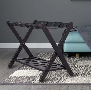 68 * 40 * 58cm high-quality bamboo luggage rack foldable luggage rack hotel bedroom luggage rack black storage rack