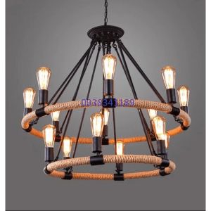 Đèn thả decor dây thừng phong cách vintage trang trí quán cafe nhà hàng - có bóng như hình