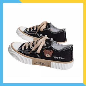 PP | Sepatu WhyBEAR | Sepatu Sneakers Sekolah Anak Pria dan Wanita Lucu Motif Beruang Bordir Kekinian  Umur 6-12 Tahun Ukuran 31-40 | COD Bayar Di Tempat