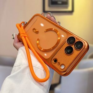 Phone Case For iPhone 17 Pro Max Shockproof Magnetic Transparan Case Lanyard iPhone 17 with Lens Protector