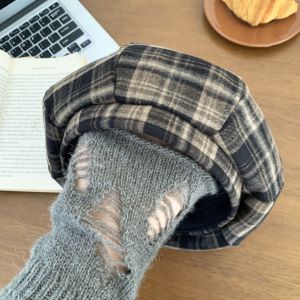 RGFV JK Plaid Berets Hat Red Japanese Retro Painter Hat Fashion Sweet Y2k Berets Hat Female
