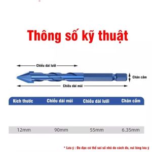 Mũi Khoan Đa Năng Cao Cấp V2 - Đầu Lệch Tâm Khoan Gạch Men Độ Cứng HRC 40 - Tùng Thanh Kim Khí