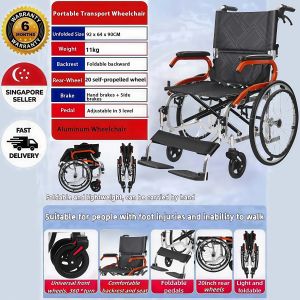 (SG Local inventory)High quality reclining wheelchair lightweight folding wheelchair travel wheelchair with pull rod headrest wheelchair can tilt