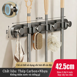 Phòng tắm kẹp cây lau nhà móc dán treo đồ Không khoan lỗ lắp đặt bằng giác hút móc treo cây lau