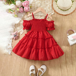 2-8Thn Rok Suspender Dress Pesta Simpel Anak Ungu cokelat merah Kids kue Tutu Dress