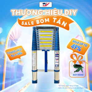 Thang nhôm rút đơn cao cấp DIY TL-I-50S chiều cao sử dụng tối đa 5.0m tải trọng 150kg - Kèm ốp cao su chống trượt