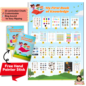 23 Laminated Learning Charts with Ring Binder Personalized with Free Hand Pointer Stick