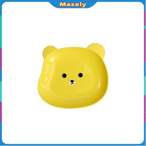 Masely Cute Bears Plate Reusable Plastic Breakfast Salad Yogurt Bowl Household Table Bone Spitting Plate
