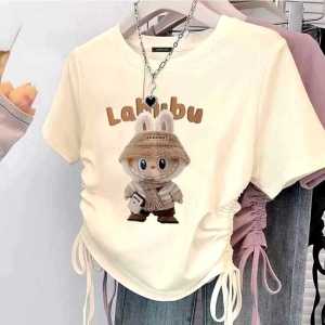 Tshirt Winter Labubu Baju Serut Wanita Crop top Baju Kaos Wanita Kekinian