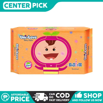 Centerpick 3Pcs Unilove Baby Wipes 100 Sheets | Unscented Alcohol Free Thick Soft Wet Tissue for Newborn & Sensitive Skin | Walang Amoy Gentle sa Balat | Pampunas Baby Panglinis Kamay at Pwetan | Baby Care Hygiene Essentials