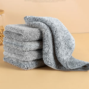 5Pcs Washing Dish Cloth Microfiber Towel Kitchen Dish Scouring Pad Thickened Absorbent Car Cleaning Cloth Window Glass Wipe Rag