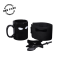 Ninja Mug with Coaster and Spoon Funny Gift from Thumbs Up Brand Tiktok Hot Gift for Boyfriend Japan Style Cup Ceramic Personality Coffee Mug Resistant Teacup Birthday  Gift  Novelty Gift Creative Gift Cool Gift Cute Gift. 