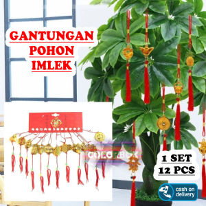 MR Tali Gantungan Pohon Imlek 1 SET ISI 12 PCS Gantungan Pohon Meihua Tali Angpao Emas Merah Ornamen Imlek / Hiasan Imlek Premium / Pernak Pernik Imlek / Ornamen Imlek / Hiasan Mei Gui / Hiasan Imlek Gantung