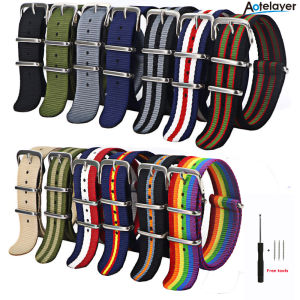 Aotelayer 18mm 20mm 22mm Width NATO Nylon Fabric Watchband Waterproof Watch Strap Bracelet Casual Straps Replacement With Stainless Steel Buckle For Men Womens Watch Accessories