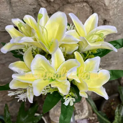 Bunga Lili Plastik Tanpa Vas / Pot Lily Artificial Kembang Sepatu Daun Hias Flower Wedding Bouquet