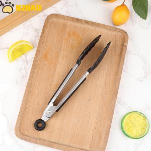【N2HAO】 1Pc 7inch Stainless Steel Food Clip BBQ Grill Steak Food Clip Non-slip Handle Bread Tong Party Kitchen Cooking Accessories