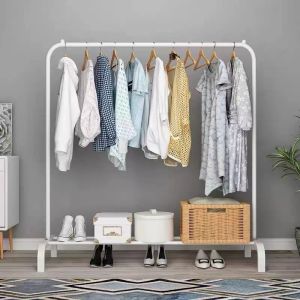 ราวตากผ้า ราวเเขวนผ้าสแตนเลส ราวแขวนผ้า + ชั้นวางของ ชั้นวางรองเท้า ราวแขวนผ้าบาร์เดี่ยว รองรับน้ำหนักได้เยอะ แข็งแรง