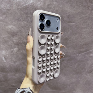 Shockproof Circular Suction Cup Silicone Phone Case for iPhone 17 Pro Max 16 15 14 Air Adsorption Strong Multi Function Cover