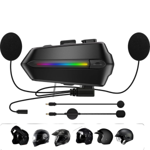 Intercom Headset Helm Sepeda Motor Bluetooth Call Music Voice Assist IPX6 800mAh Wireless Dual Earphone On-Ear Helmet Bluetooth V5.3 Headphone Helm Sepeda Motor dengan Peredam Bising Handsfree Bass