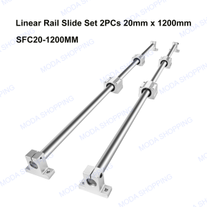 SFC12/16/20 Linear Slide Rail Set 2Pcs Guide Shaft + 4 Slide Blocks for CNC Router Milling Drilling Machine DIY Project