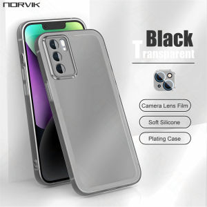 NORVIK New Original Clear Soft TPU Casing for OPPO A98 A78 A58 A77 Reno 10 8 8Z 7 7Z 6 5 Pro Plus 4G 5G Black Phone Case One-piece Lens Full Coverage Glass Film N10-1